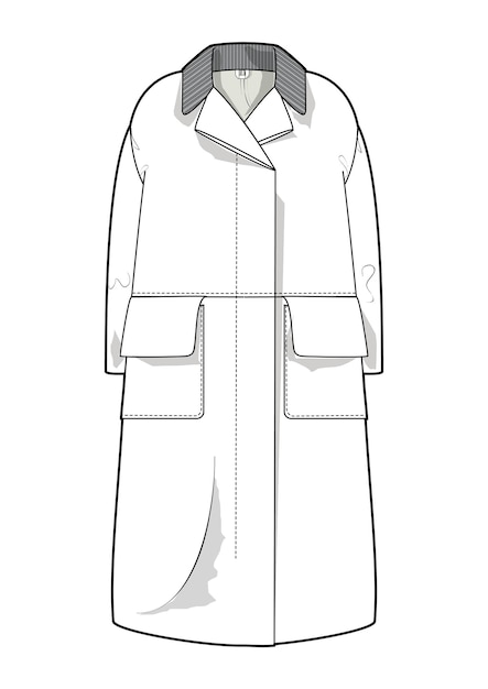 hand drawn fashion style sketch cloth coat jacket trench outline illustration