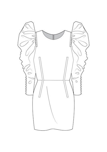 Vector hand drawn fashion style sketch cloth dress outline illustration