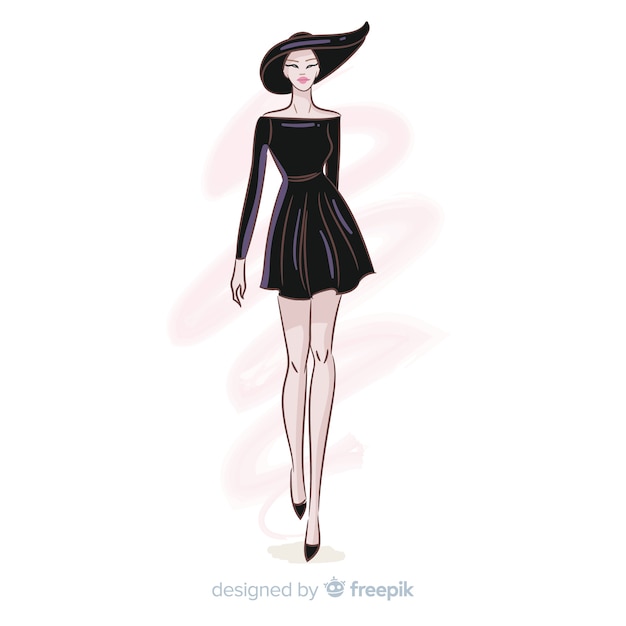 Hand drawn fashion woman illustration