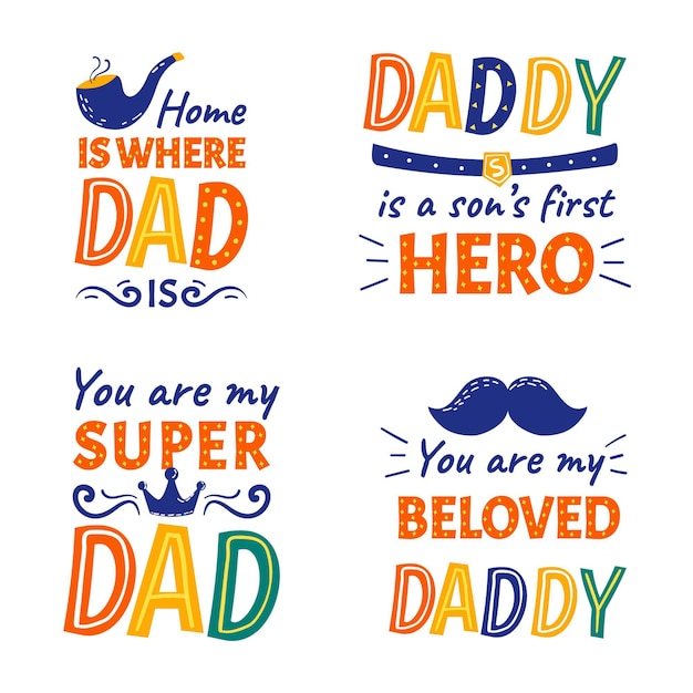 Hand drawn father's day badge collection