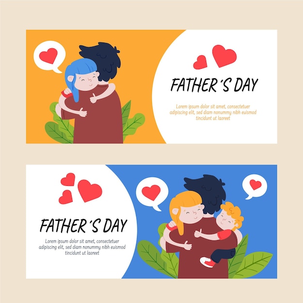 Hand drawn father's day banners set