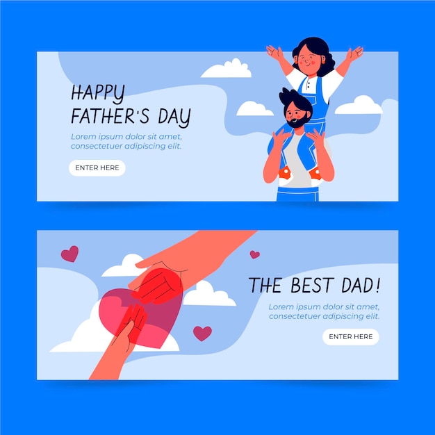 Hand drawn father's day banners set