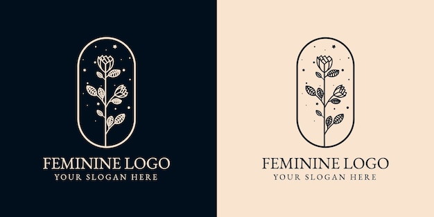 Hand drawn feminine beauty and floral botanical logo template for spa salon skin & hair care