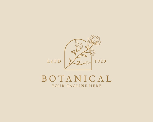 Hand drawn feminine beauty minimal floral botanical logo for spa salon skin  hair care branding