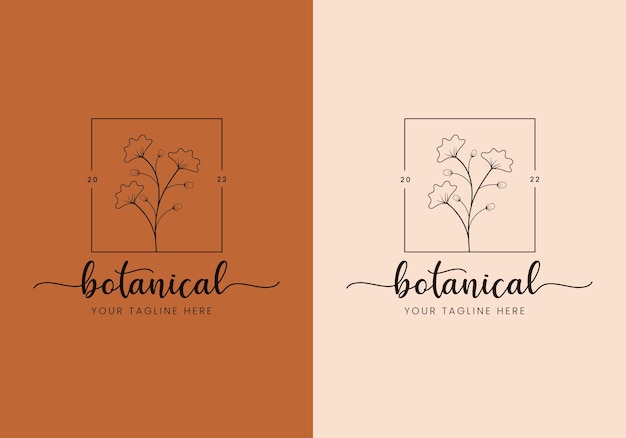 Hand-drawn feminine beauty minimal floral botanical logo