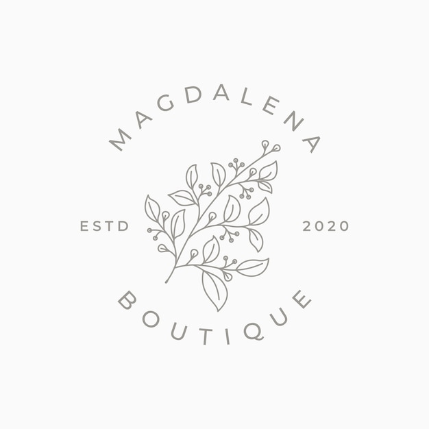 Hand drawn feminine floral logo templates