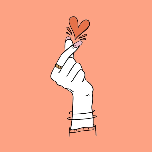 Hand drawn finger heart