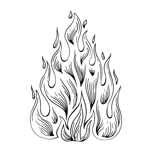 Hand drawn fire outline illustration