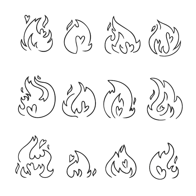 Hand drawn fire outline illustration