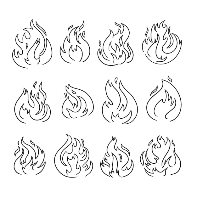 Hand drawn fire outline illustration