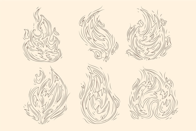 Hand drawn fire outline illustration