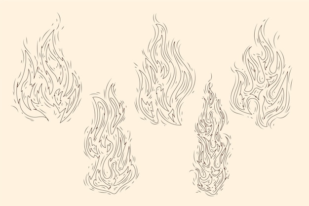 Hand drawn fire outline illustration