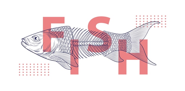 Vector hand drawn fish bone illustration