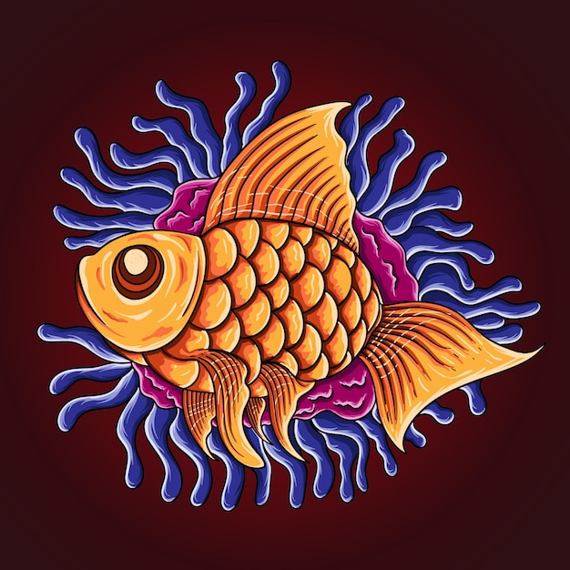 hand drawn fish isolated