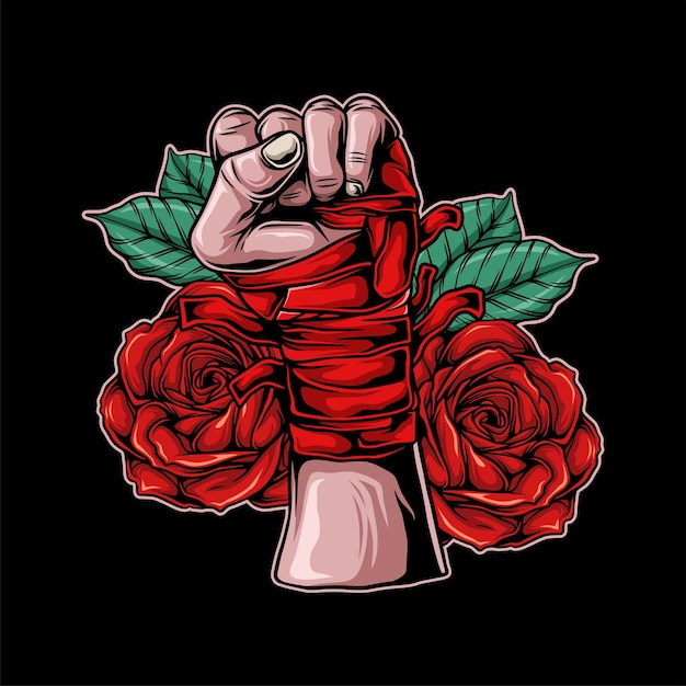 Hand drawn fist up colorful vector