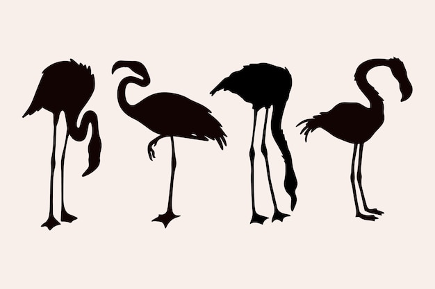 Hand drawn flamingo silhouette