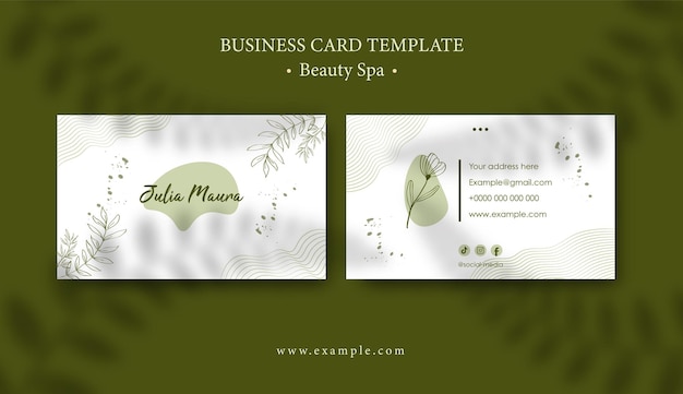 Hand drawn flat abstract shapes horizontal business card template