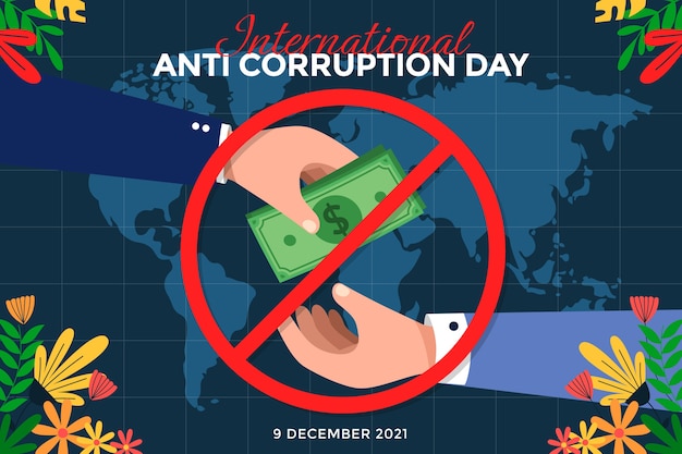 Hand drawn flat anti corruption day background