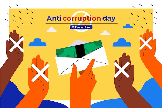 Hand drawn flat anti corruption day background