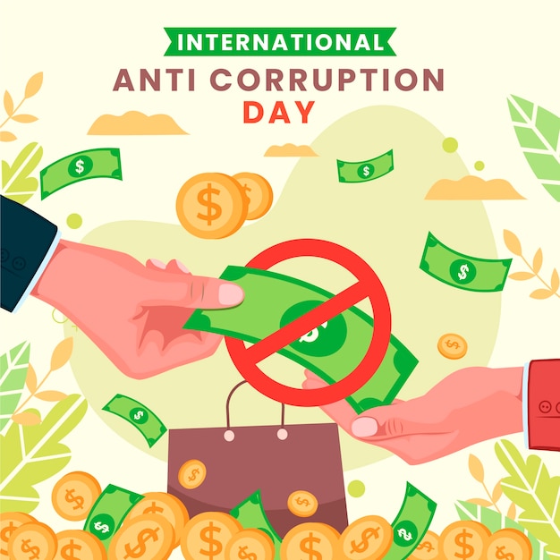 Hand drawn flat anti corruption day background