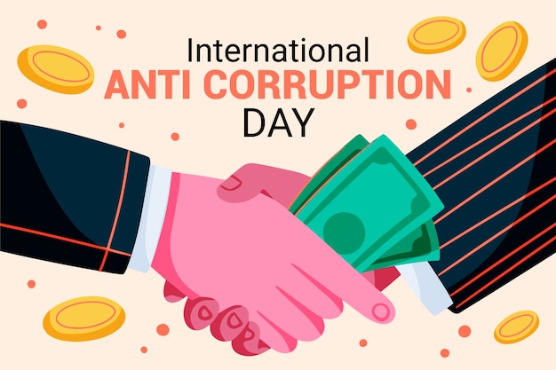 Hand drawn flat anti corruption day background