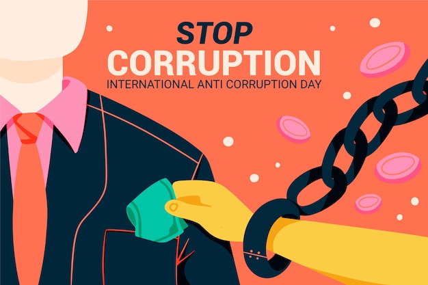 Hand drawn flat anti corruption day background