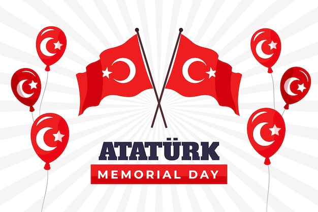 Hand drawn flat ataturk memorial day background