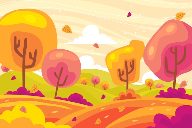 Hand drawn flat autumn background