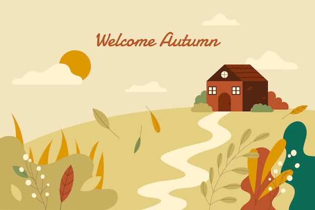 Vector hand drawn flat autumn background