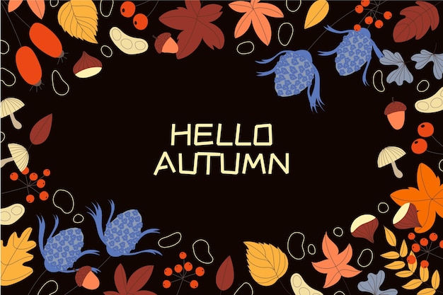 Hand drawn flat autumn background