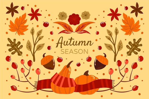 Hand drawn flat autumn background