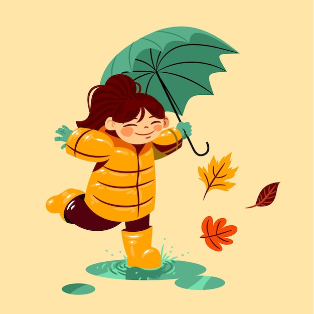 Hand drawn flat autumn illustration