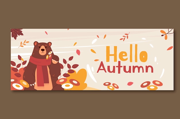 Vector hand drawn flat autumn social media cover template