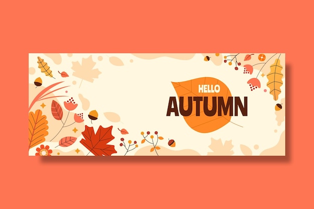 Hand drawn flat autumn social media cover template