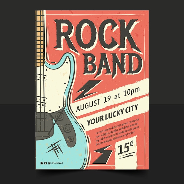 Hand drawn flat band poster template