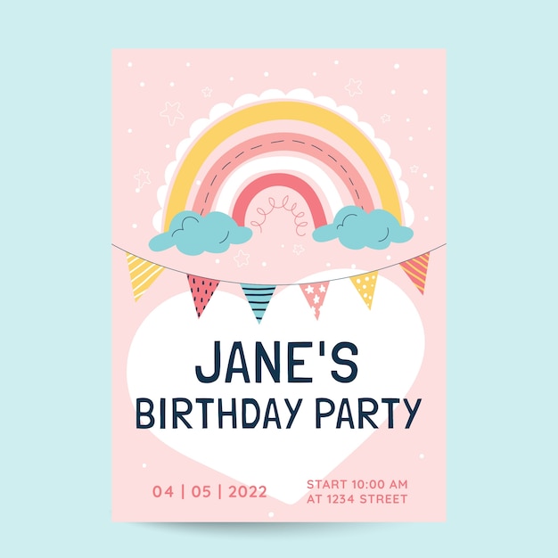 Hand drawn flat #birthday party flyer