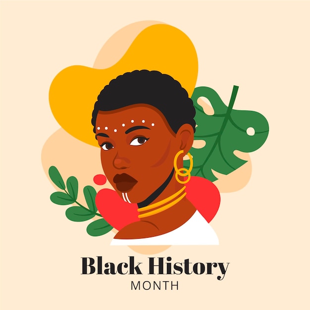 Hand drawn flat black history month illustration