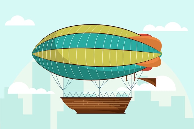 Hand drawn flat blimp illustration