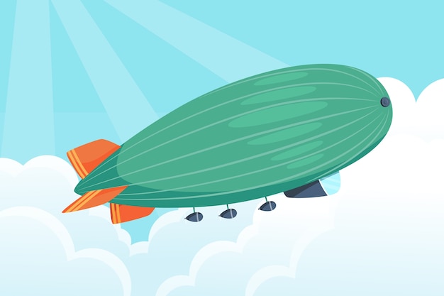 Hand drawn flat blimp transport illustration