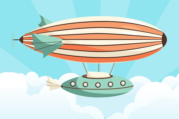 Hand drawn flat blimp transport illustration