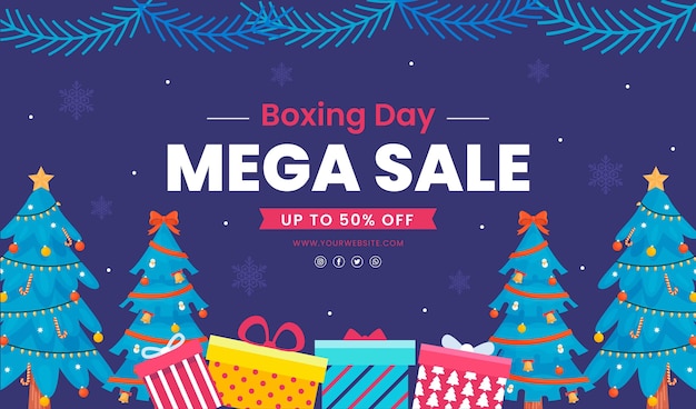 Hand drawn flat boxing day sale background