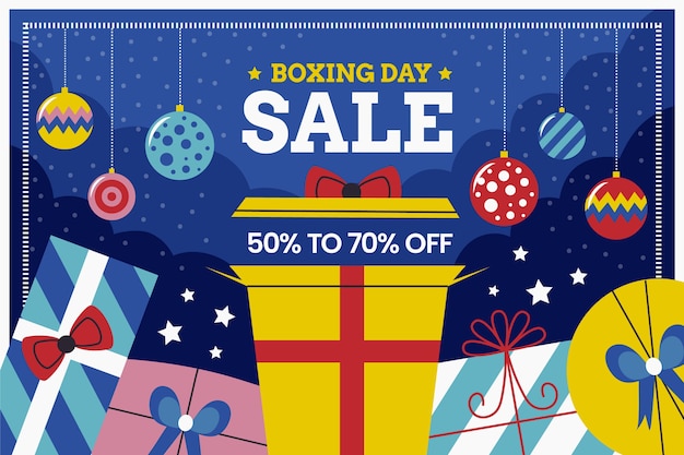 Hand drawn flat boxing day sale background