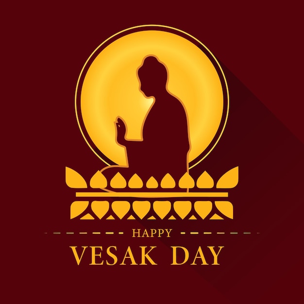 Hand drawn flat Buddha Purnima Vesak day illustration Free Vector