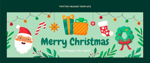 Hand drawn flat christmas twitter header