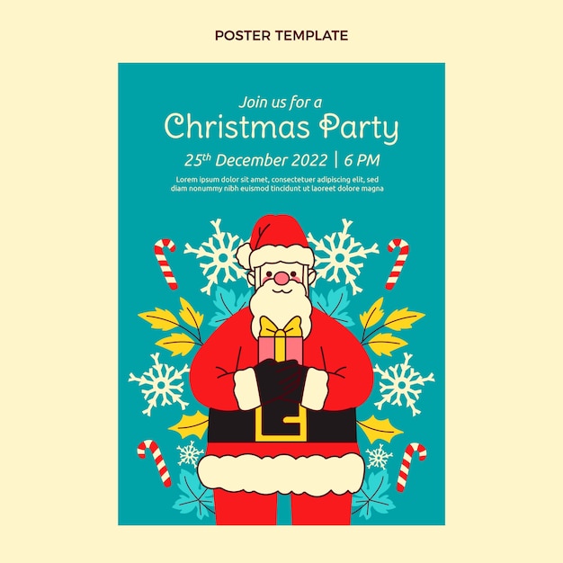 Hand drawn flat christmas vertical poster template