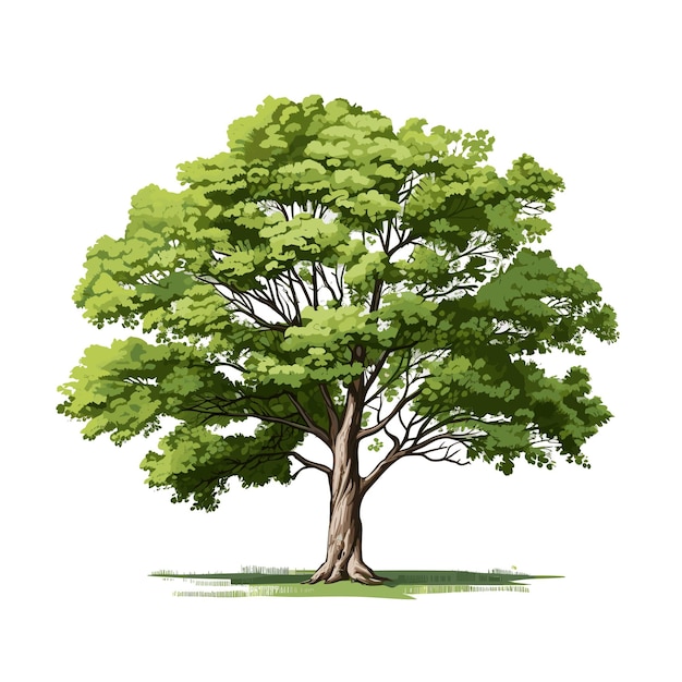 Hand Drawn Flat Color Ash Tree Illustration