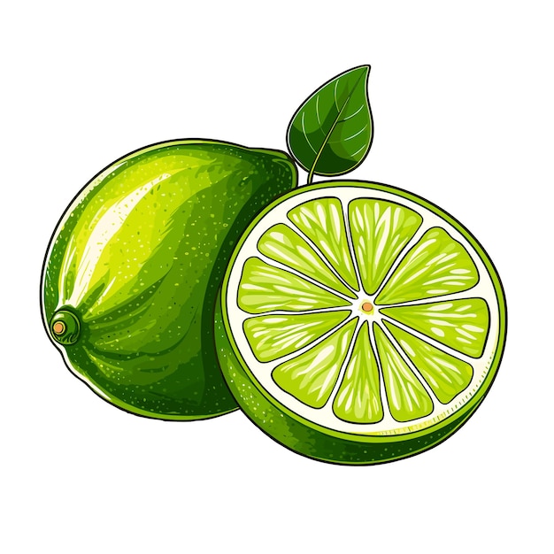 Hand Drawn Flat Color Lime Illustration