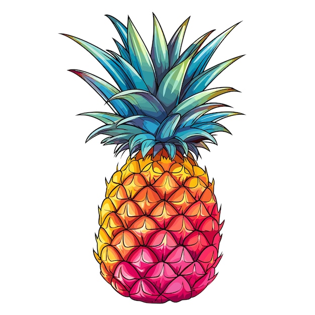 Hand Drawn Flat Color Pineapple Fruit Illustration