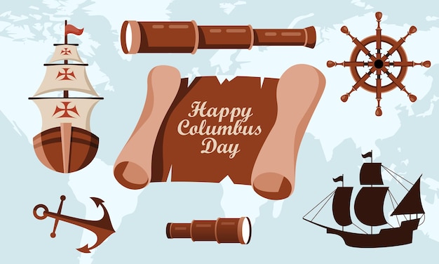 Hand drawn flat columbus day background