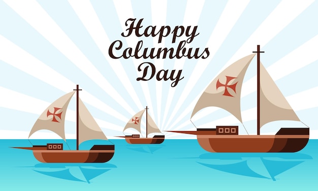 Hand drawn flat columbus day background